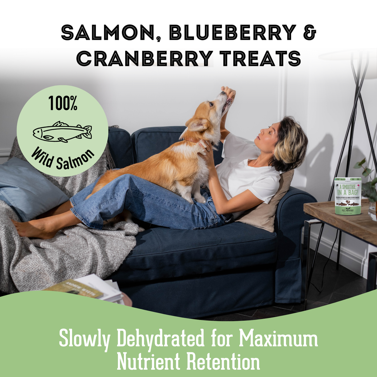Premium Dehydrated Salmon, Cranberry & Blueberry Treat